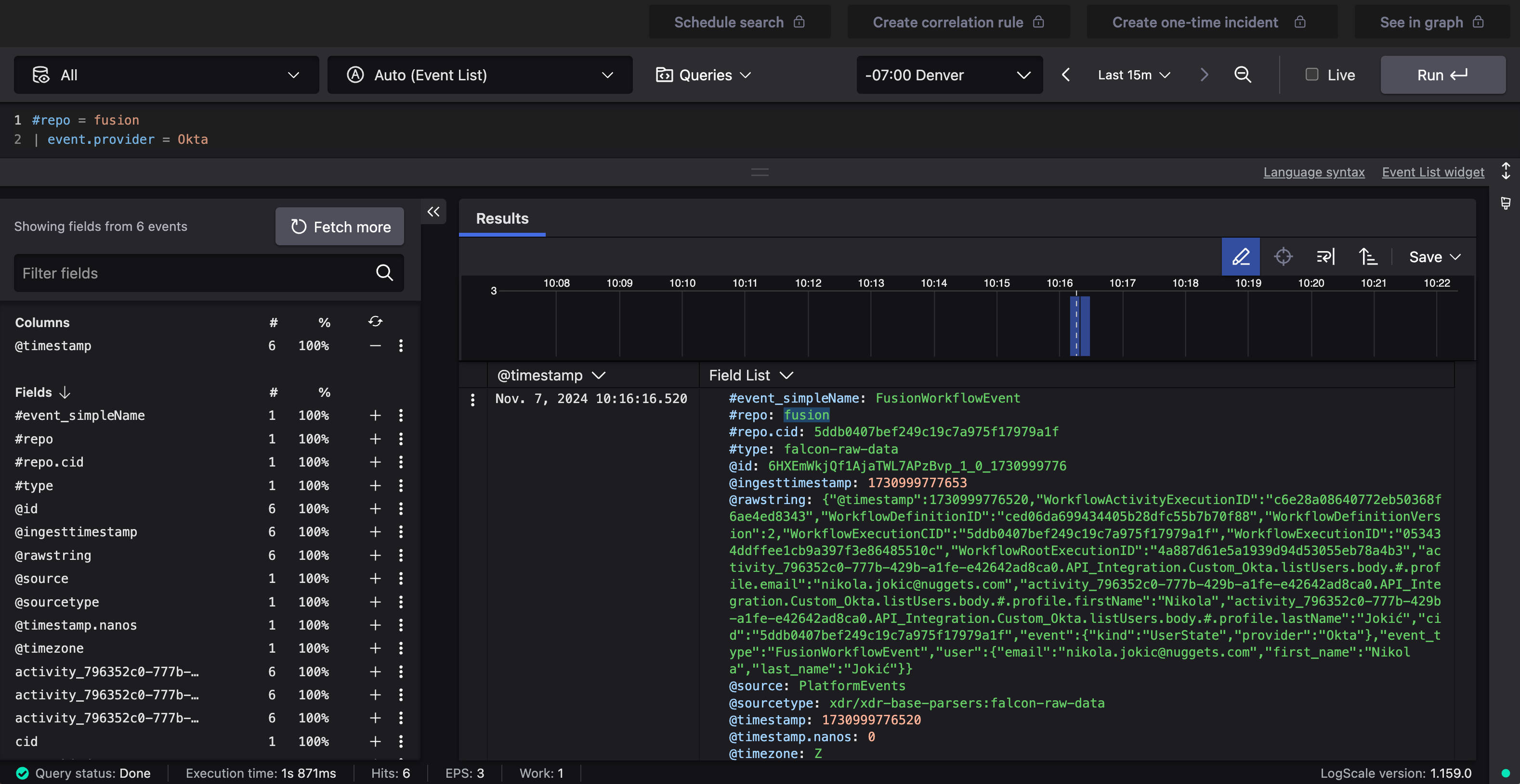 LogScale with query for Okta