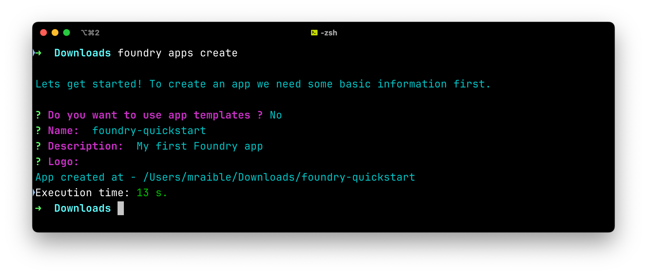 foundry apps create